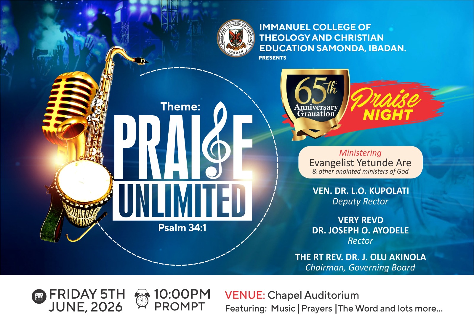 You are currently viewing Immanuel College Hosts “Praise Unlimited” Praise Night for 65th Anniversary Graduation Celebration